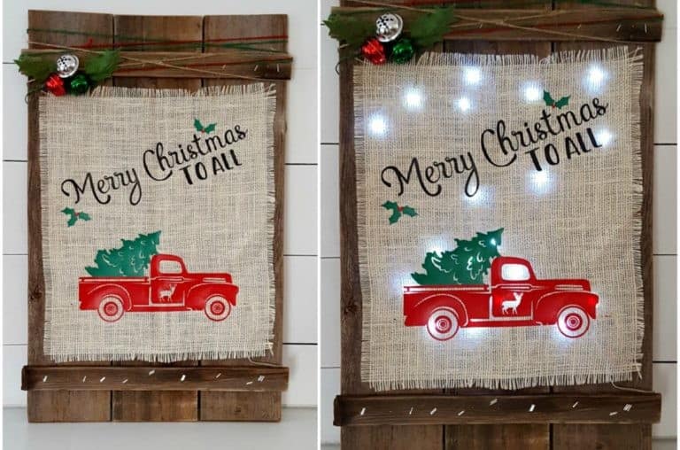 DIY Christmas Wood Burlap Sign