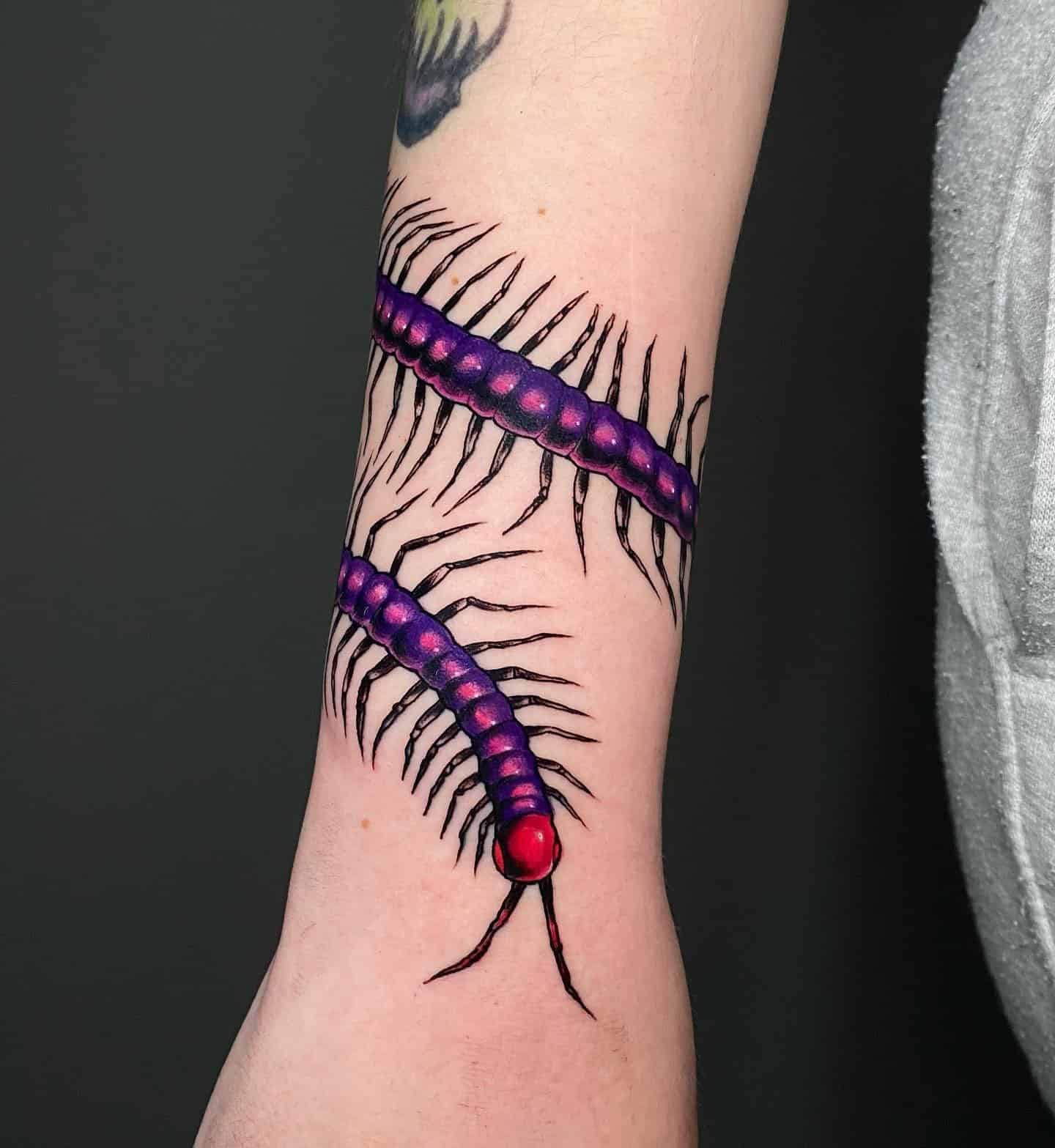 10] Purple Centipede Wrist Tattoo