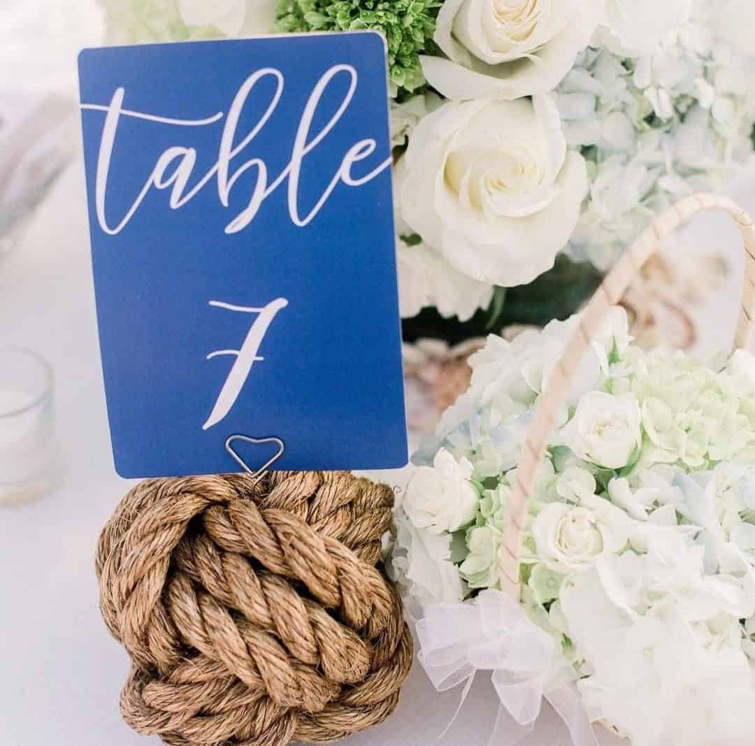 Table Number with Rustic Manila Rope