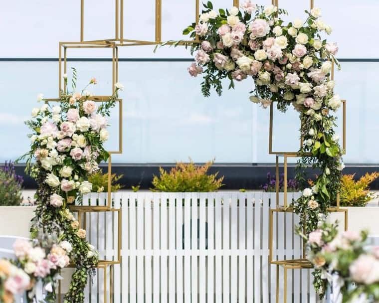 Golden Box Arch with Flowers