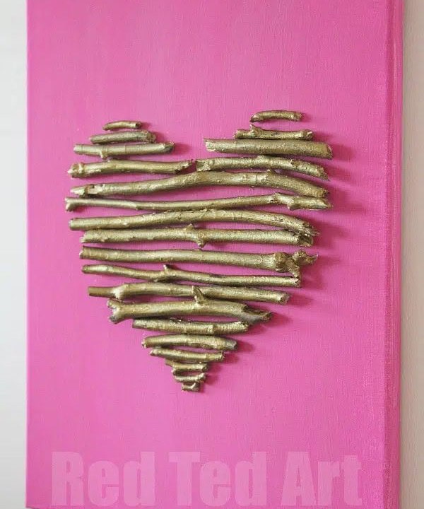 Valentine’s Twig Heart Canvas