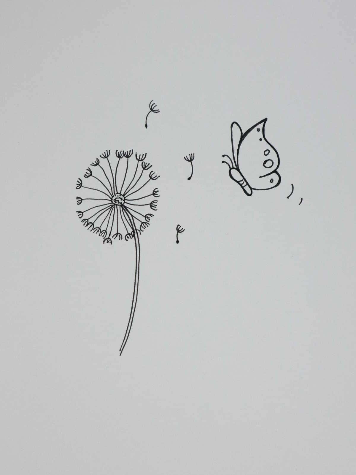 Dandelion Puff and Butterfly