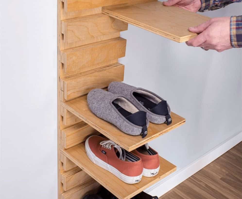 Wall-Mounted Wooden Shoe Rack