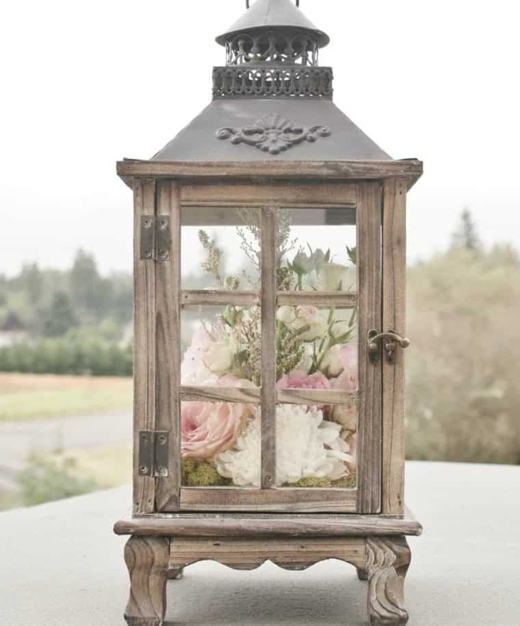 Lantern with Flowers Arranged