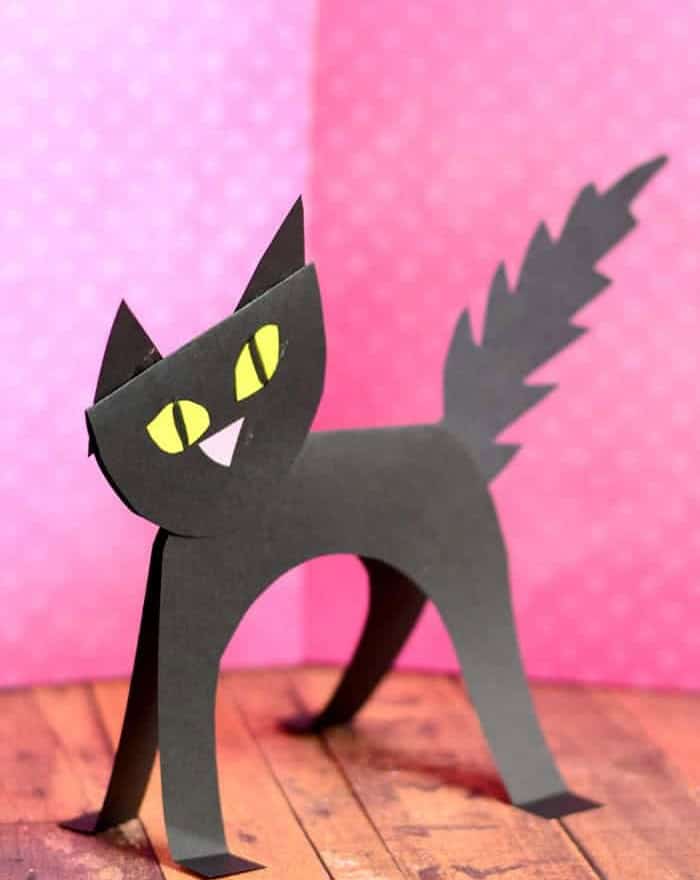 Standing Scared Black Cat Figurine