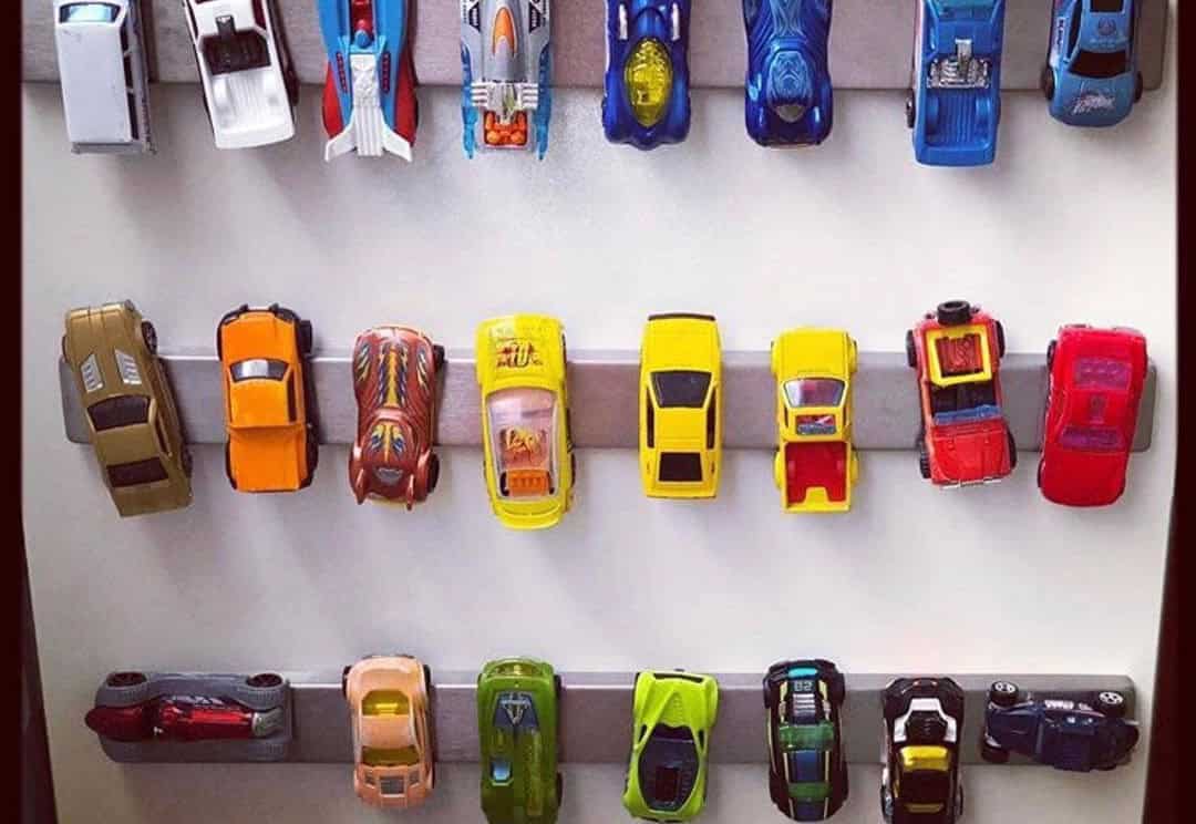 Use a Magnetic Knife Strip to Park Toy Cars