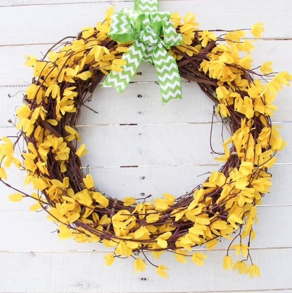 Dollar Store Spring Forsythia Wreath