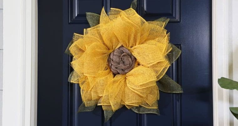 Burlap Mesh Sunflower Wreath