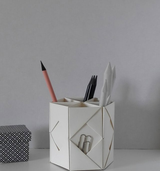 Origami Folded Pen Holder