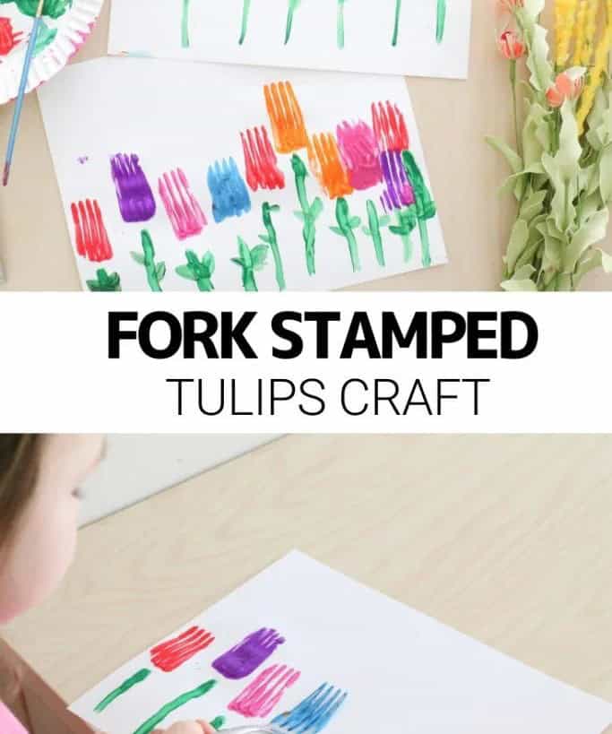 Fork Stamped Tulip Craft