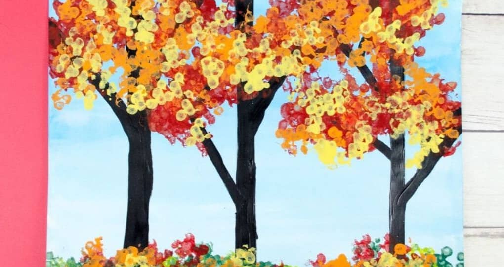 Q-Tip Fall Tree Painting