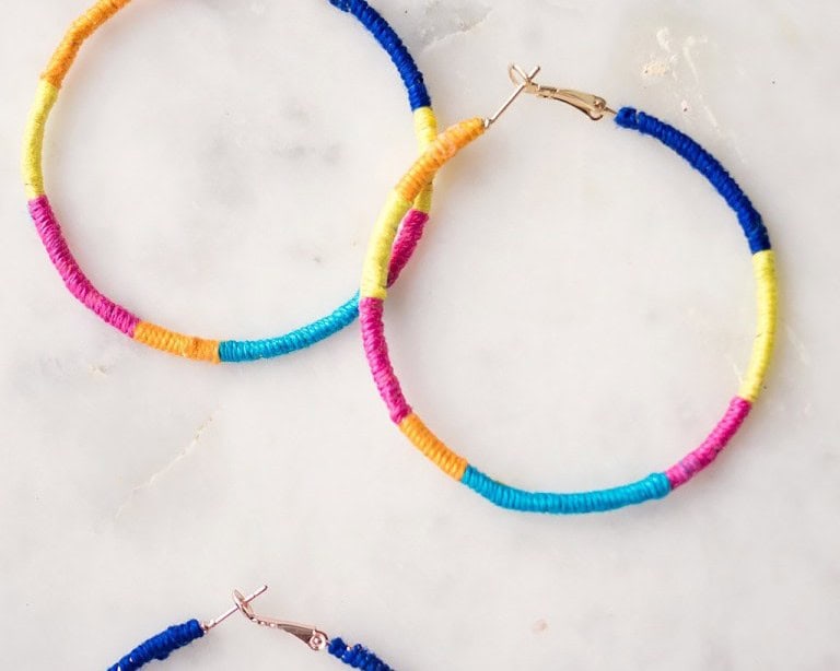 DIY Rainbow-Wrapped Hoops