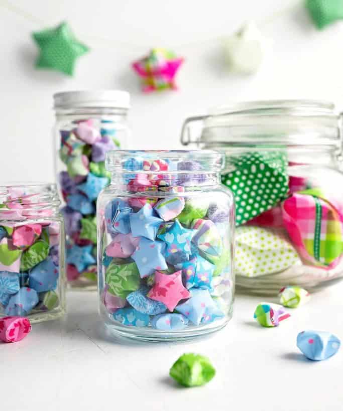 A Jar of Folded Origami Stars