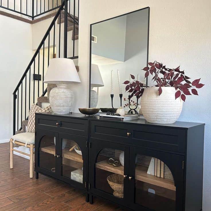 BLACK CABINET ENTRYWAY TABLE