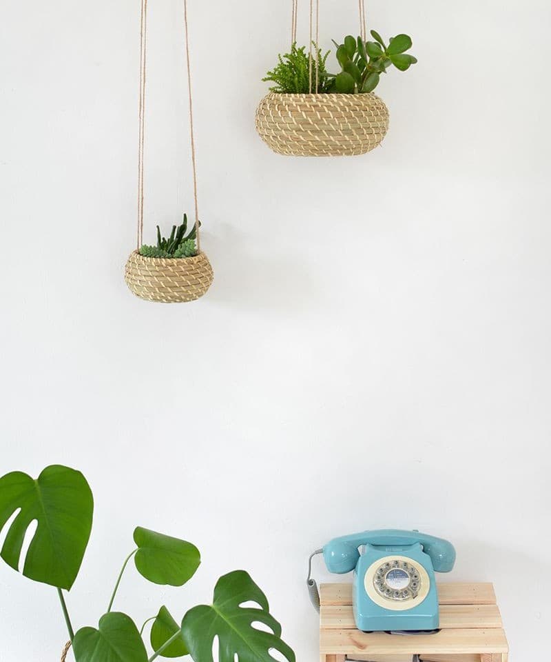 DIY Seagrass Hanging Planters