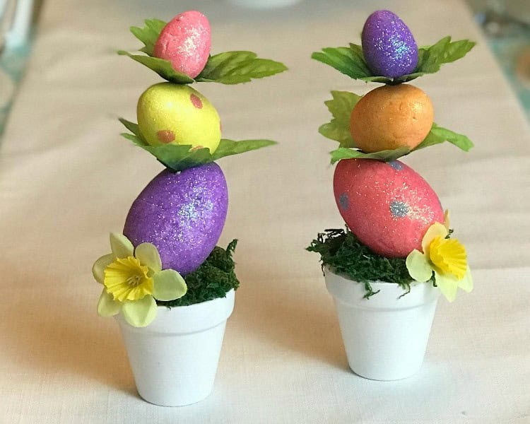 Mini Easter Egg Topiary Dollar Store Craft