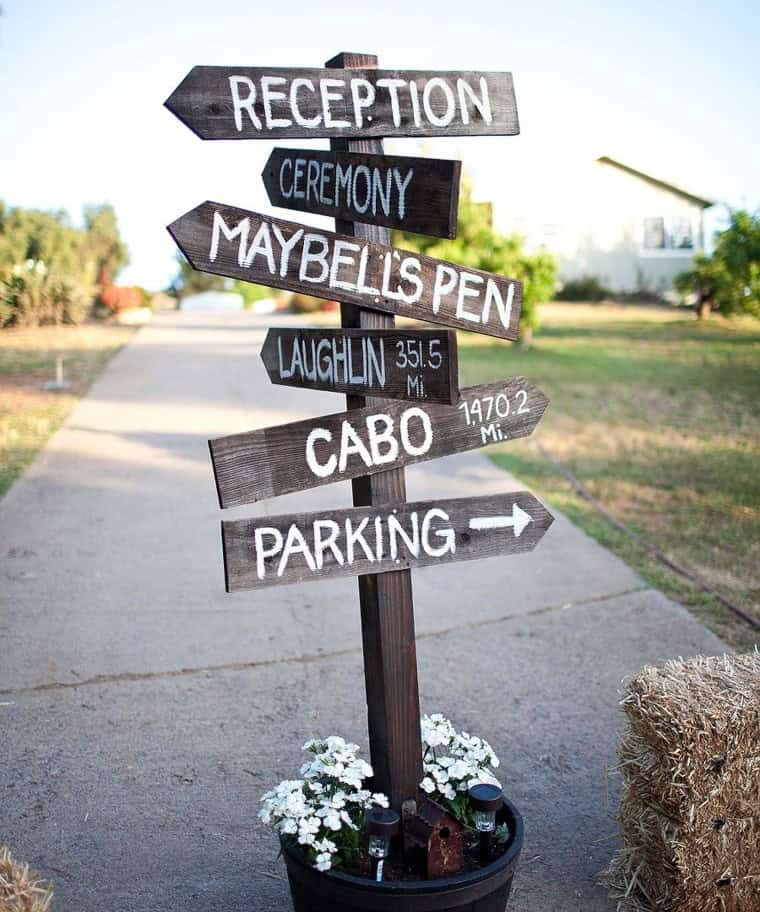 Potted Directional Wood Signs