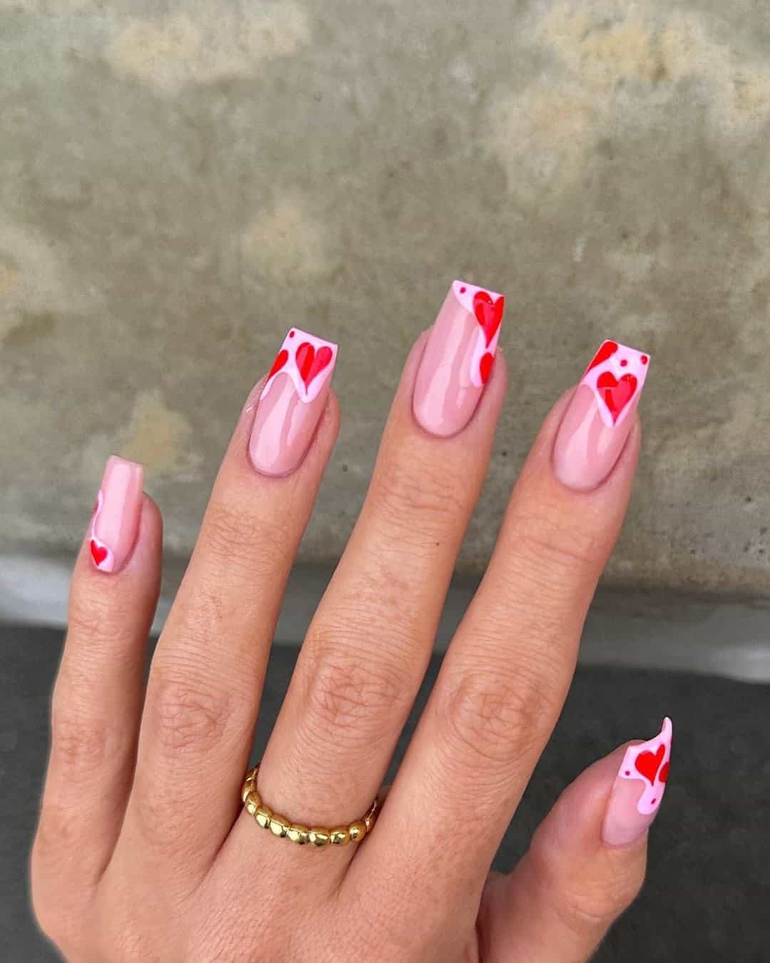 PINK & RED VALENTINES DAY NAILS