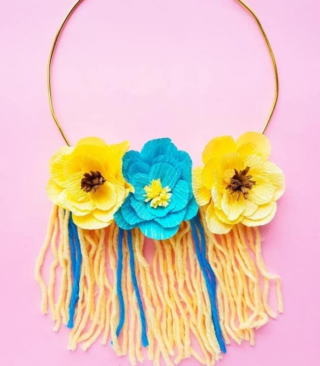 DIY Yarn Floral Wall Hanging