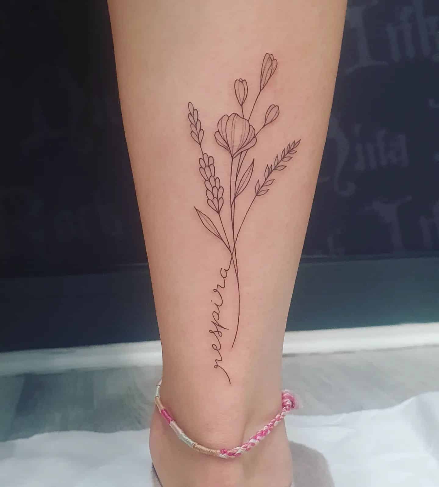 7] Birth Flower Leg Tattoo Designs