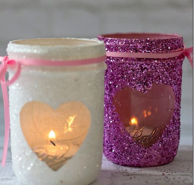 Glittering Mason Jar Votives