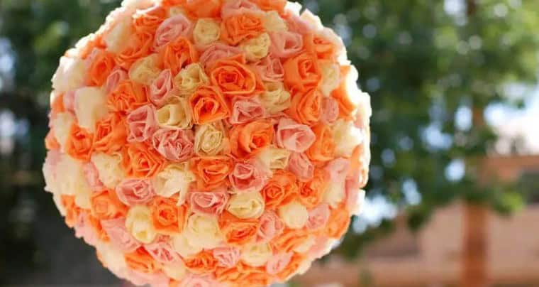 DIY Tissue Paper Rose Pomander Pinata