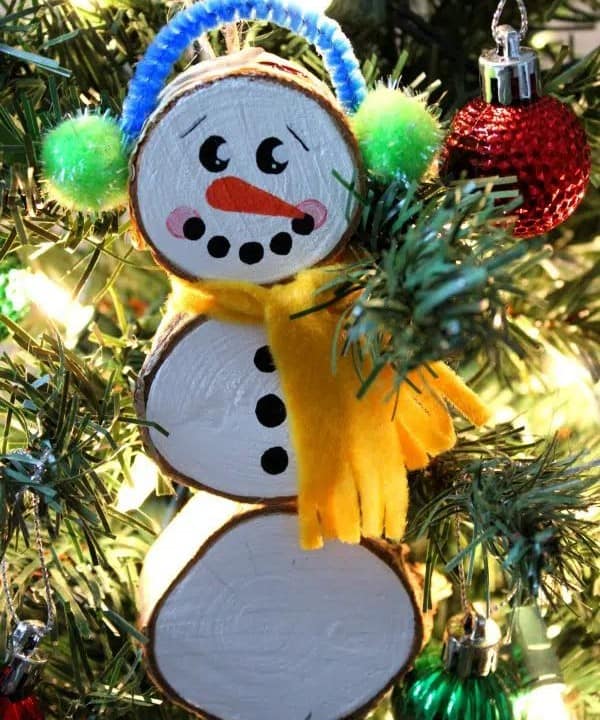 Wood Slice Snowman Ornaments