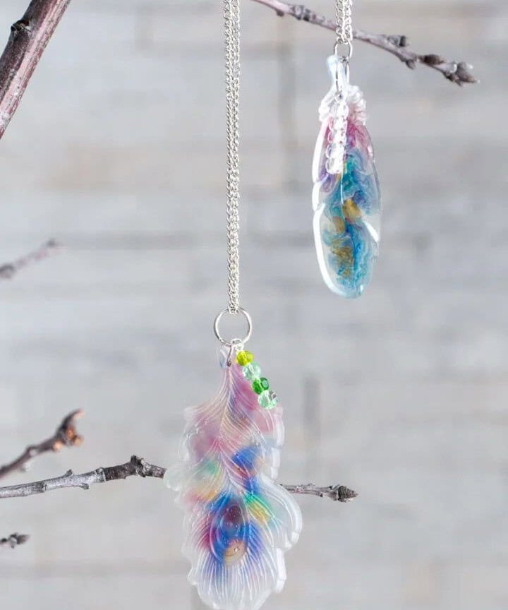 Resin Feather Pendants