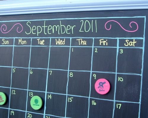 Magnetic Chalkboard Calendar