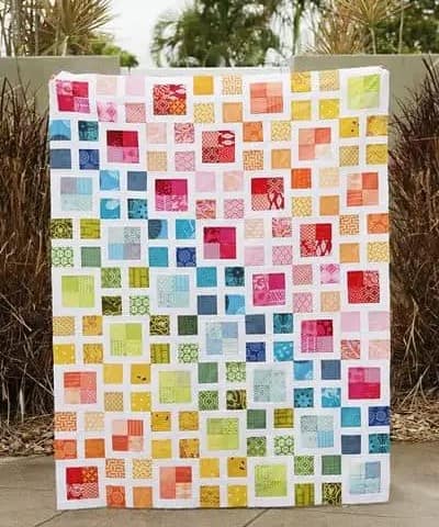 Rainbow Scrappy Lattice Quilt Pattern