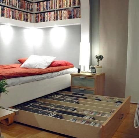 Book Shelves Over the Bed