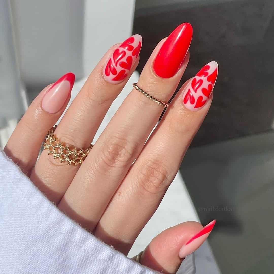 RED HEARTS NAILS