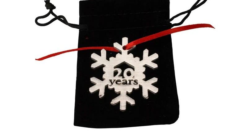 20 Year Snowflake Cut-out Decoration