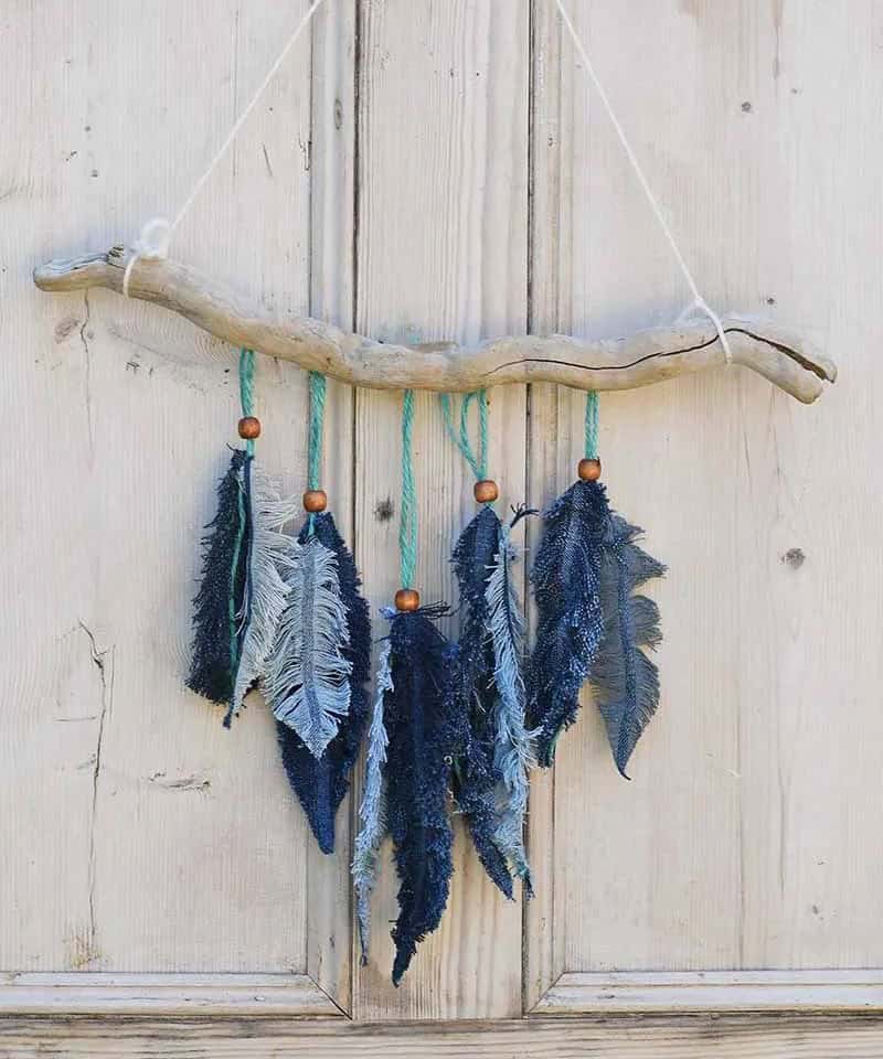 Denim Feather Wall Decor