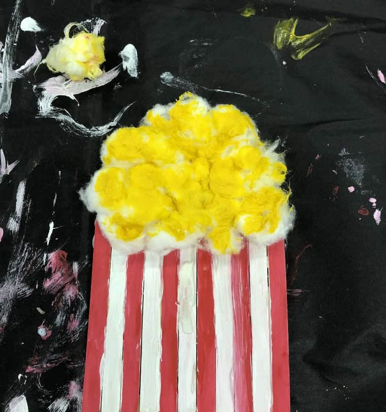 Fluffy Popcorn Popsicle Stick Craft