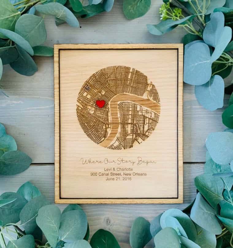 Laser Cut Wooden Memory Map