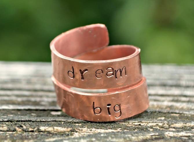 Stamped Wrap Ring with a Custom Message