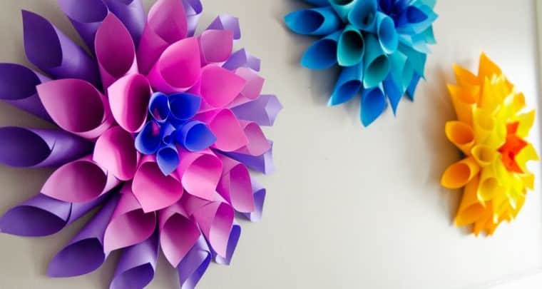 Rainbow Paper Dahlia Flowers