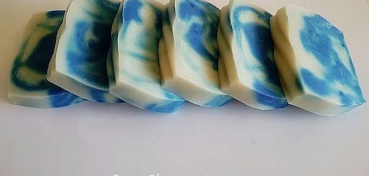 Homemade Soap with Blue Swirls