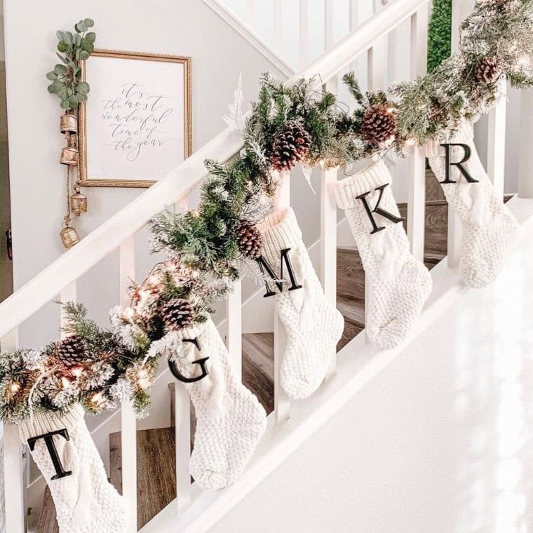 Monogrammed Cable Knit Stair Stockings