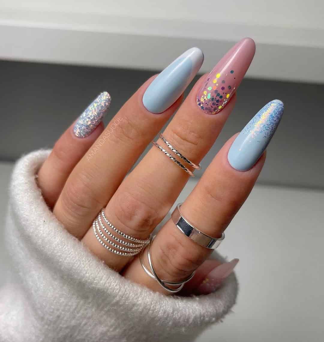 BLUE FRENCH NAILS