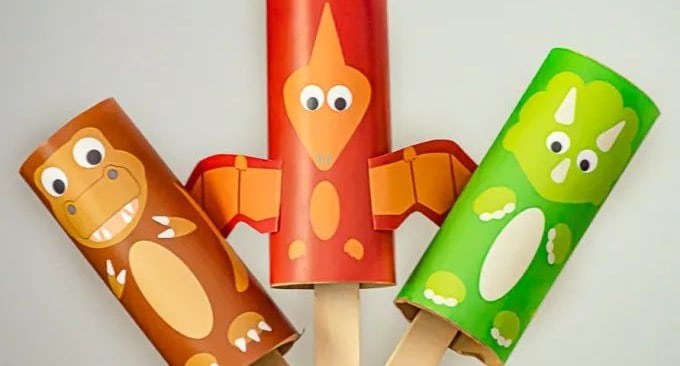 Paper Tube Dinosaur Puppet