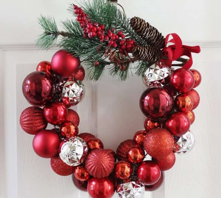 Wire Hanger Wreath with Ornaments