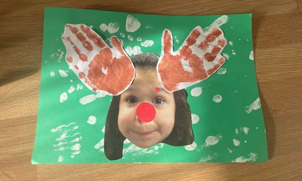 Kids Reindeer Handprint Photo Craft