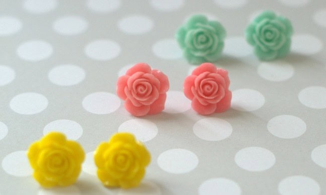 Spring Rose Flower Studs