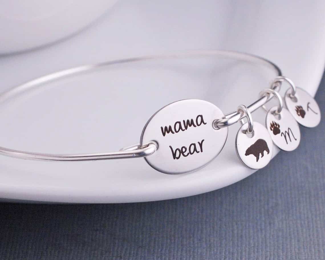 Mama Bear Bracelet in Silver, Gold, or Rose Gold