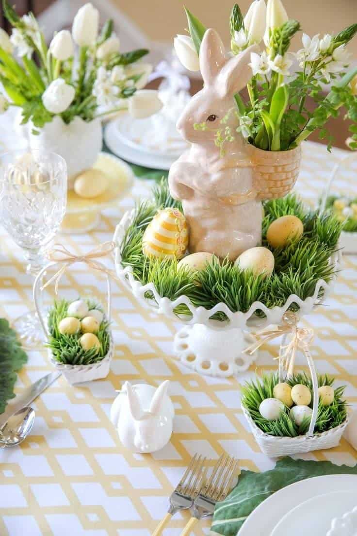 YELLOW AND WHITE EASTER TABLESCAPE