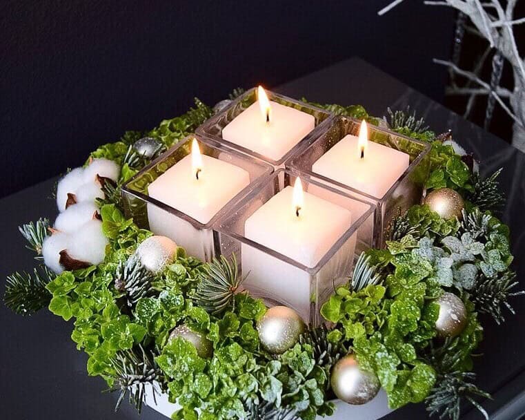 Flower Box Arrangement with Candles