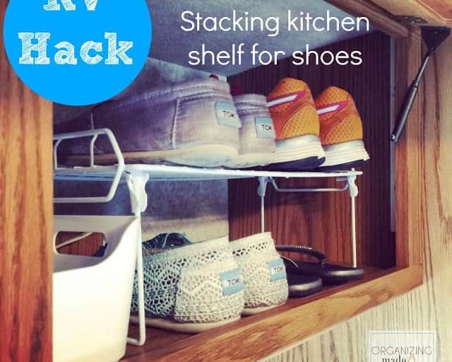 Use Kitchen Stacking Shelves for Your Shoes