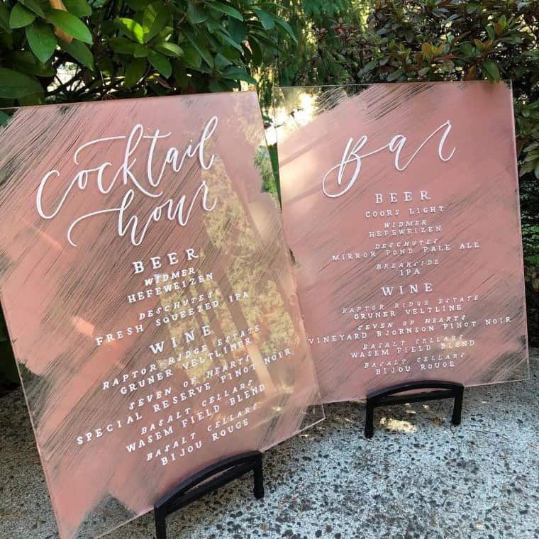 Rose Gold on Glass Bar Sign